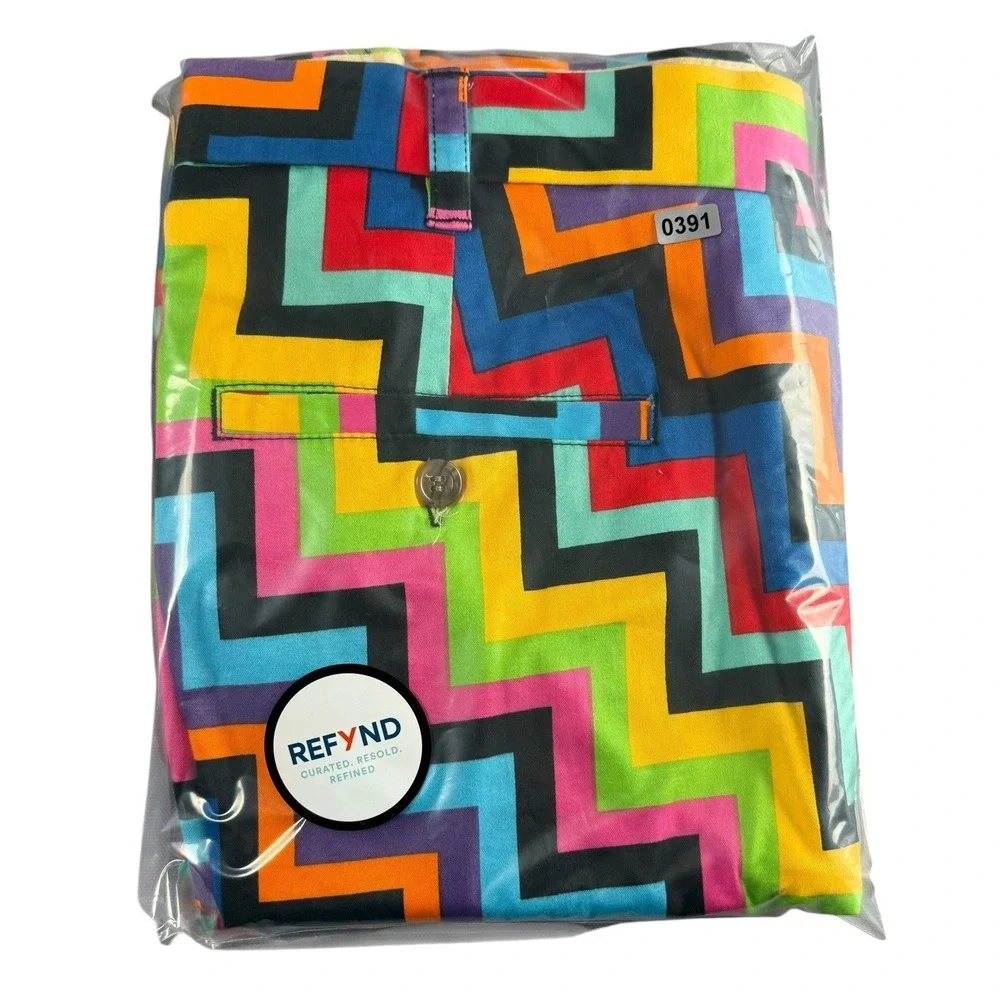 LOUDMOUTH‎ Golf Shorts Mens 43 Multicolor Zigzag Loud Pattern Flat Front